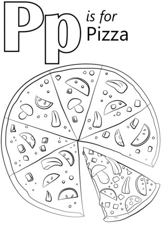 Letter P Is For Pizza Coloring Page